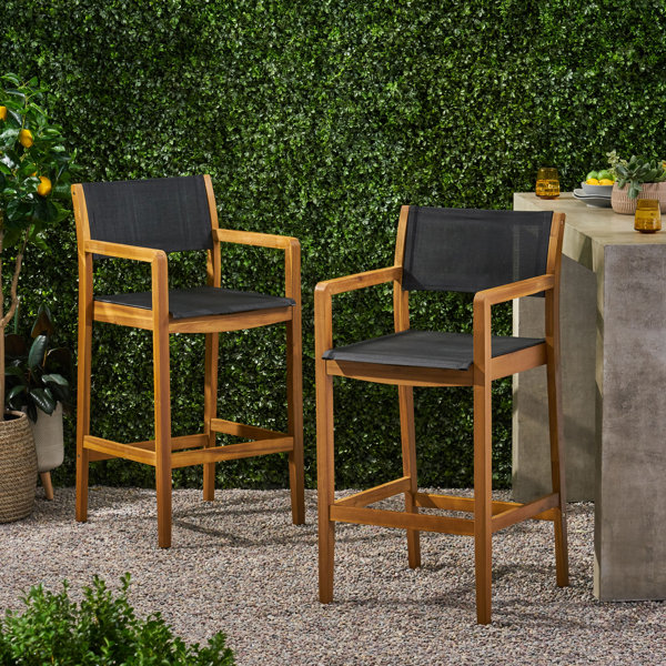 Latitude Run® Outdoor Acacia 30" Patio Bar Stool & Reviews Wayfair